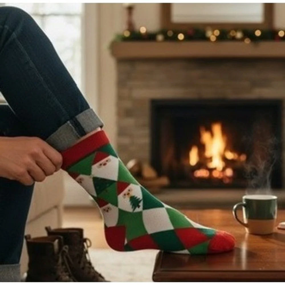 Novelty Christmas Knit Socks 5.5-9 US Holiday Santa‎ Claus Unisex Soft Cozy NEW